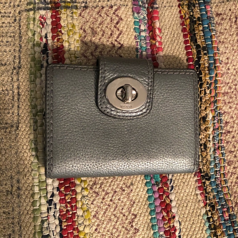 Vintage gray metallic leather Coach wallet